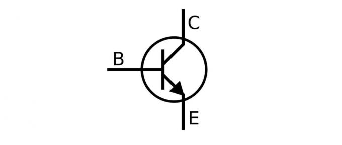 Logo van de transistor in de schakeling