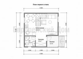 Polutoraetazhny huis 6x6 voor degenen die niet veel kleine kamers moeten worden