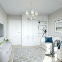 Zeer lichte woonkamer met een volledig witte meubels - zacht, mooi, eenvoudig, maar herinnert ziekenhuis