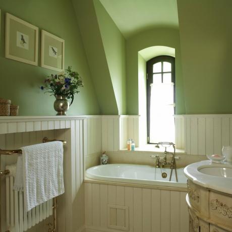 Een badkamer in groene tinten. Foto bron: devhata.ru