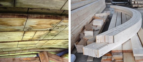 "Taper" of "in het vak" - Op de vouwlijn hout kunt speciale bezuinigen. Dit vereenvoudigt het proces van het buigen van hout.