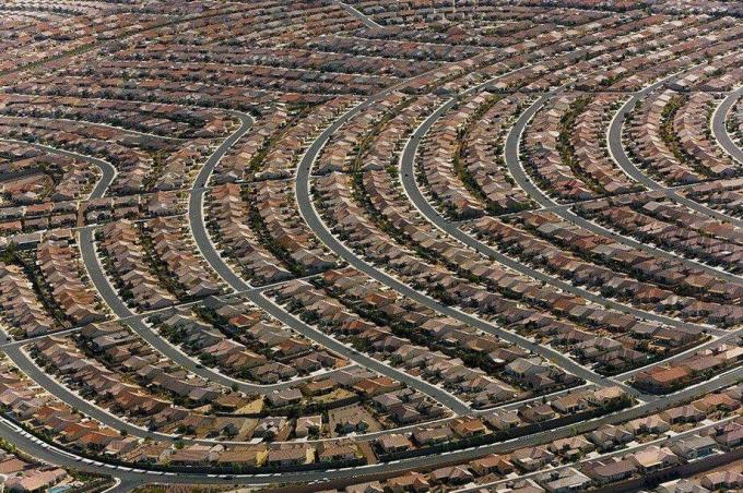 Een buitenwijk van Las Vegas. 