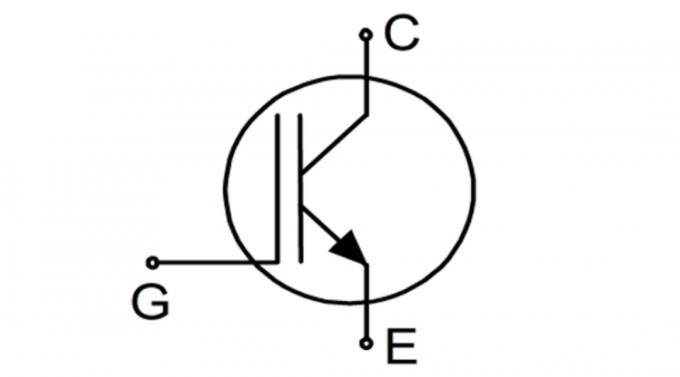 Pictogram transistor circuits wanneer G - de sluiter, C- collector, E - emitter.
